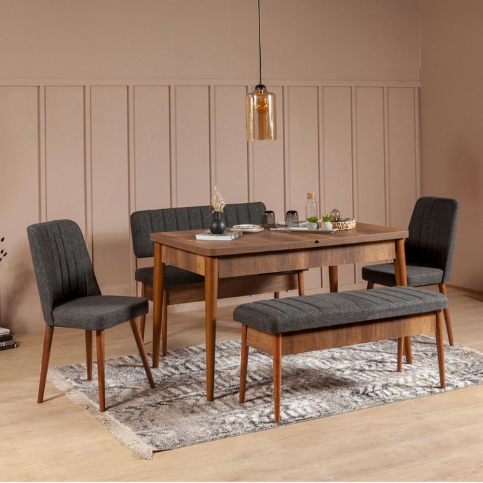 Hanah Home Banca Anthracite, Walnut con Almacenamiento